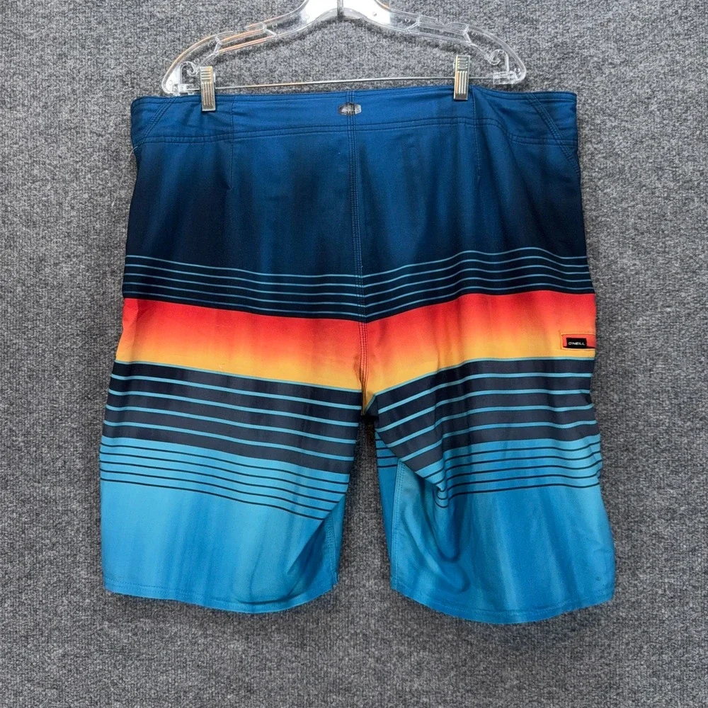 Oneill Board Shorts Mens 40 Blue Hyperfreak Sunset Striped Swim Trunks Surf